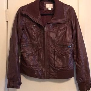 Faux red leather jacket